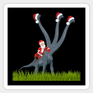 Dinosaur celebrates Christmas with Santa Claus 2 | 3-necked dinosaur | Merry Xmas Magnet